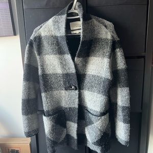 Wilfred Free OFF-DUTY Black & Grey Plaid Wool Coat